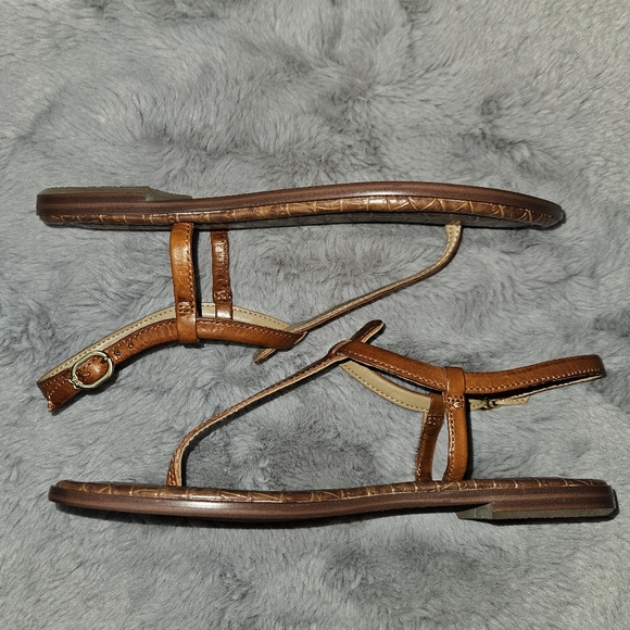 NEW! Sam Edelman Sandals Women's Size 7 Brown Leather Gigi Flats Boho NIB - Picture 6 of 13